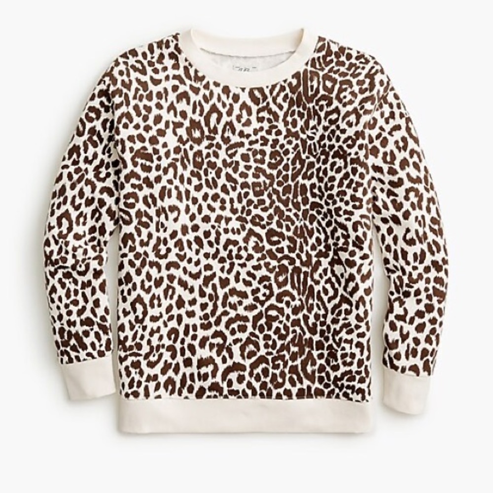 J. Crew Cotton crewneck sweatshirt in leopard
